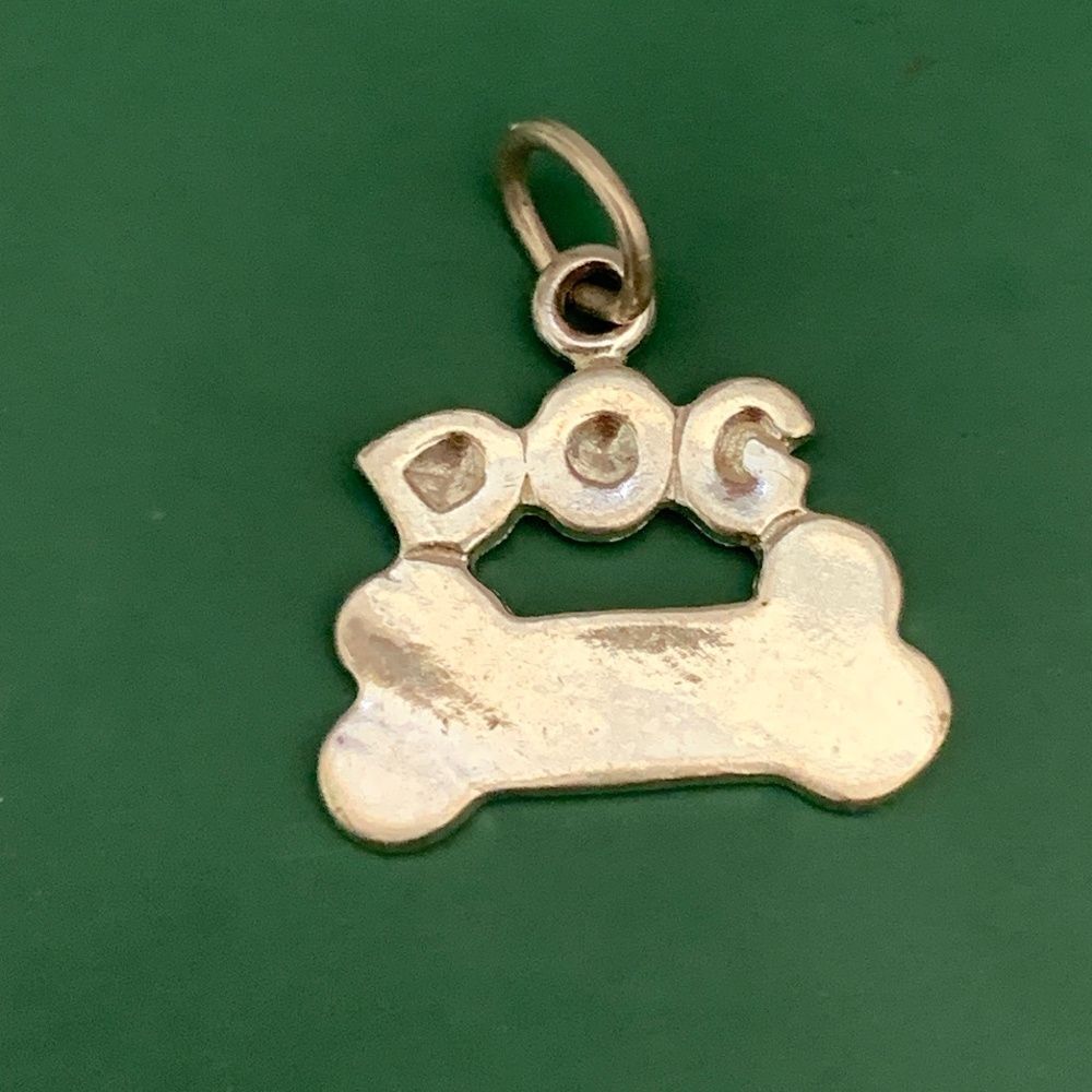 .925 Word Dog with Bone Sterling Silver Jewelry Charm #pets #sayings